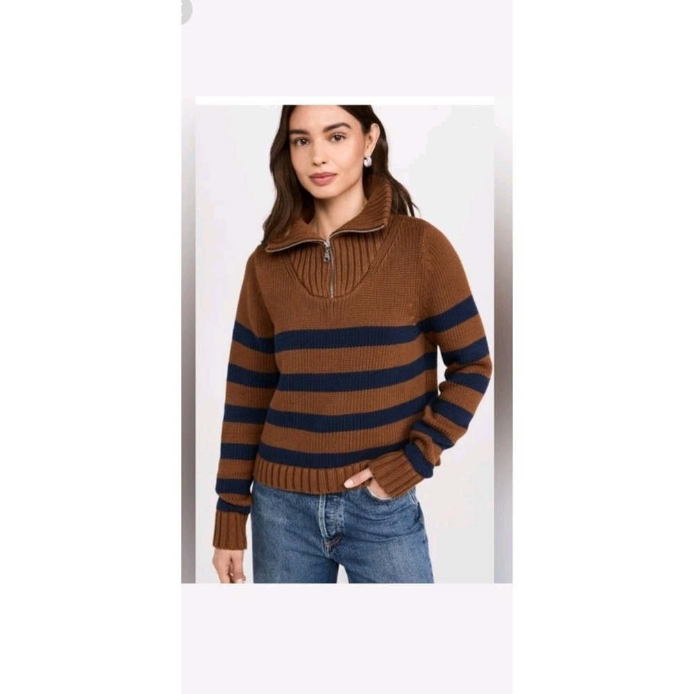 Kule The Matey Sweater Half Zip Size Medium? Brown Black Boxy Pullover